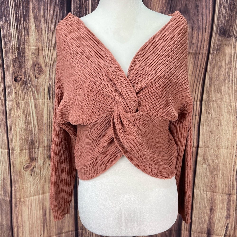 Jessica Simpson mauve pink cropped top sweater women’s size XS boho